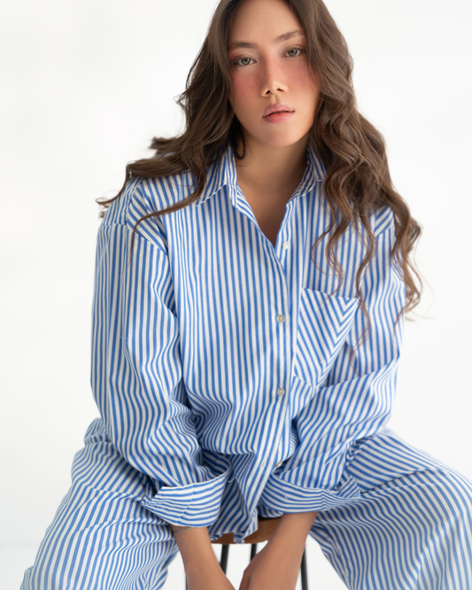 The Lynae Striped Shirt - Blue Skies