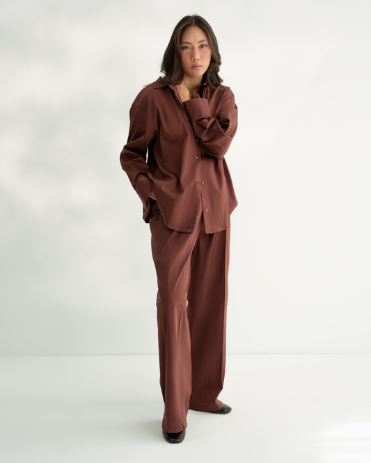 The Lynae Tie-Wait Trousers - Chocolate