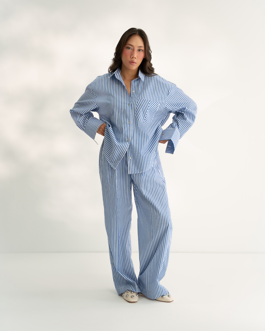 The Lynae Striped Trousers - Blue Skies