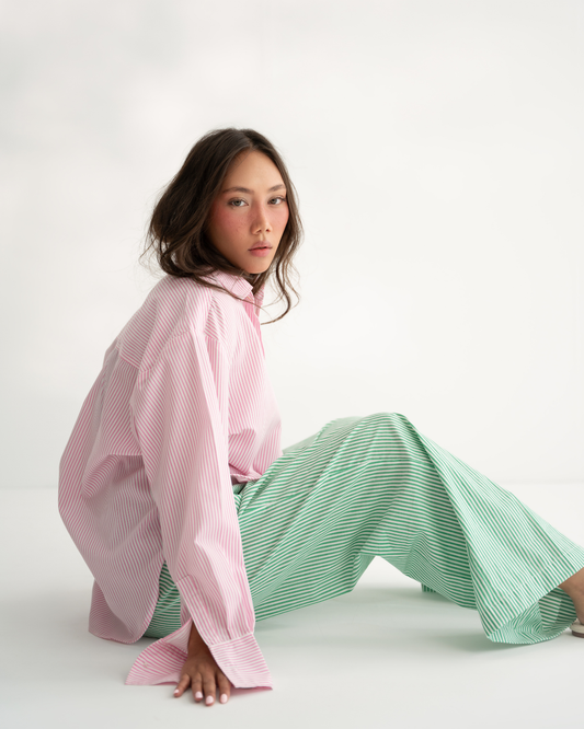 The Lynae Striped Trousers - Grass