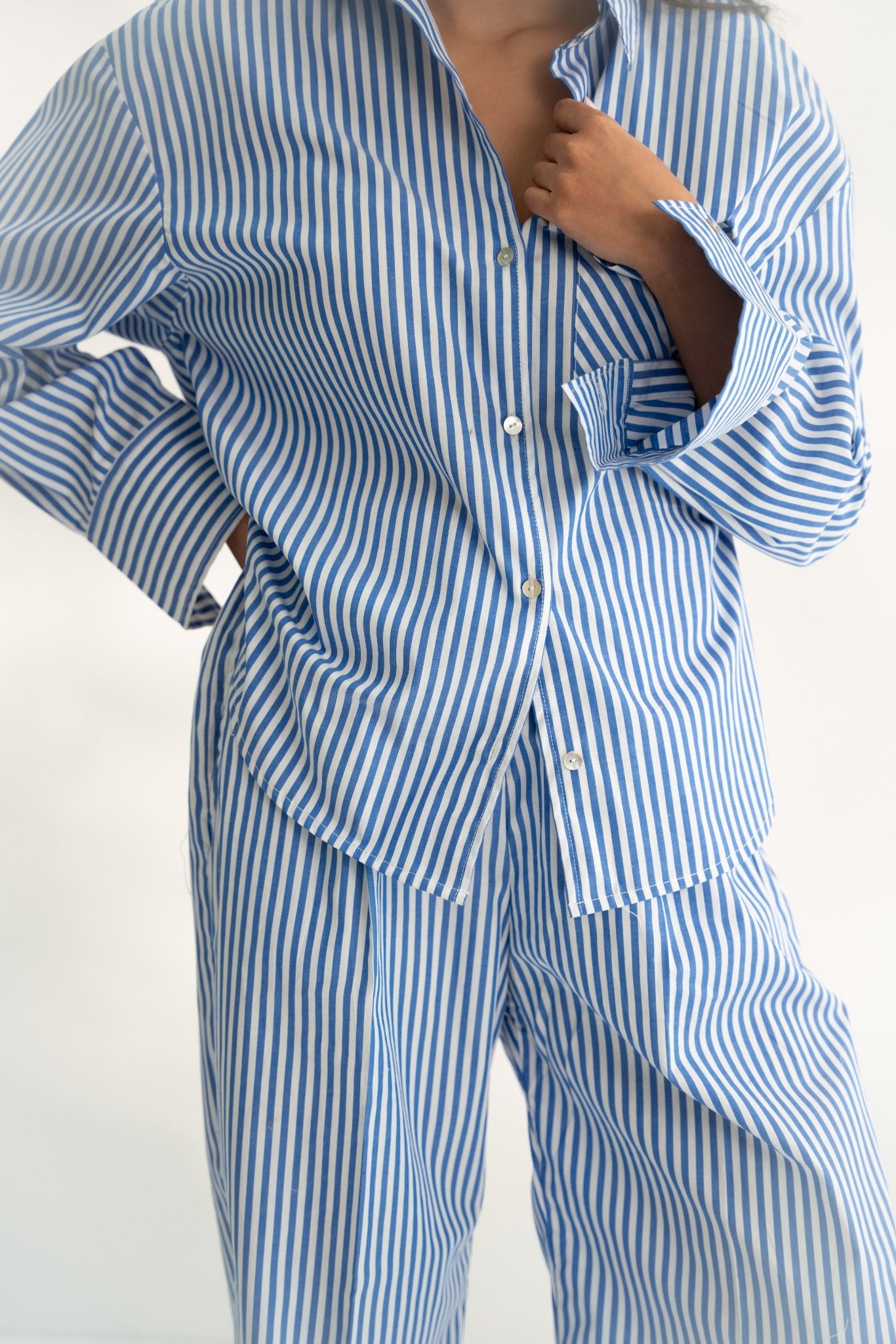 The Lynae Striped Trousers - Blue Skies