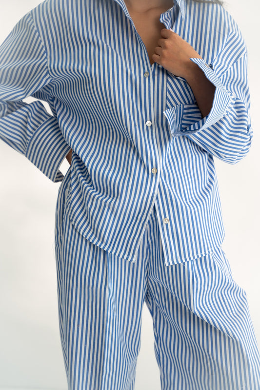 The Lynae Striped Trousers - Blue Skies