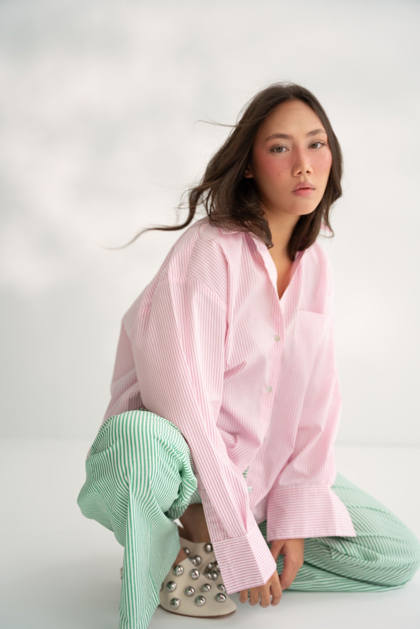 The Lynae Striped Trousers - Grass
